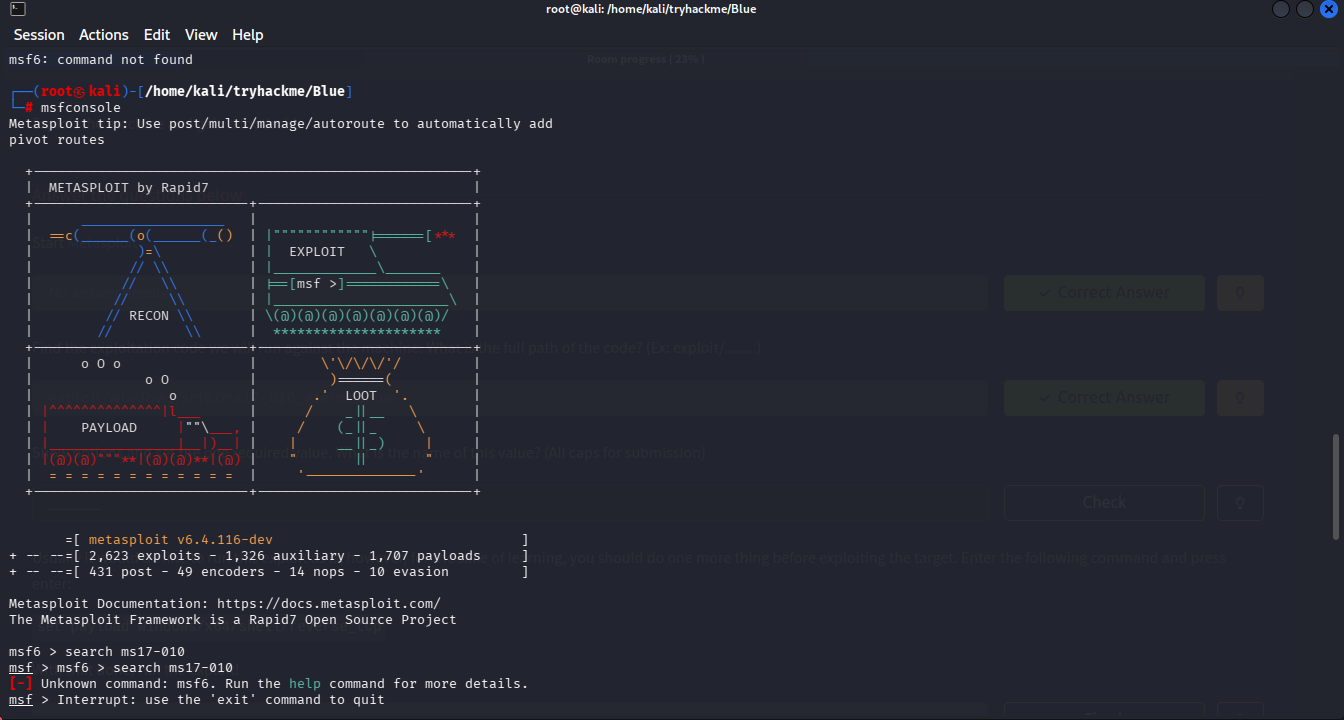 Launching Metasploit